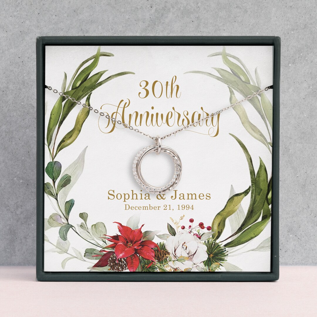 30th Anniversary Gift for Her Him, Personalised Handmade Frame, Pearl Wedding Anniversary Gifts for Husband Wife Couple Parents Thirtieth 30 Years