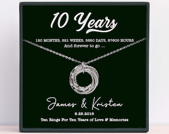 10 Year Anniversary Necklace | 10th Anniversary Gift For Wife | Tin Anniversary Gift