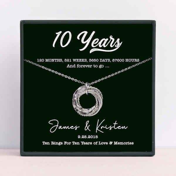 10 Year Anniversary Necklace | 10th Anniversary Gift For Wife | Tin Anniversary Gift