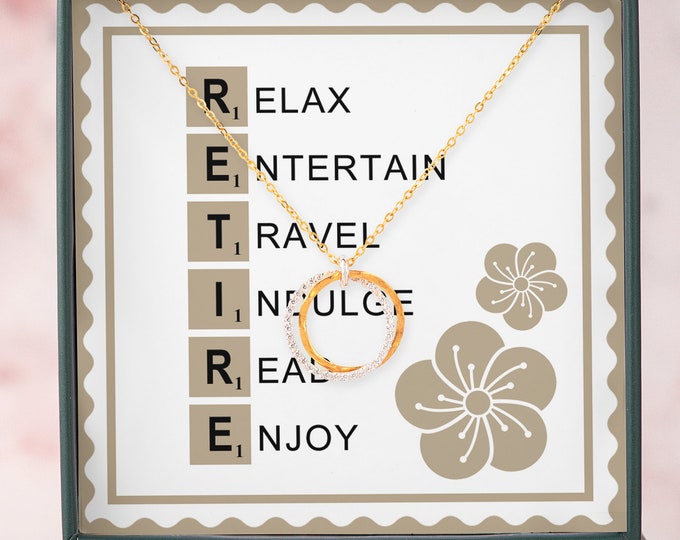 Retirement Gifts For Women, 2 Rings Retirement Necklace, Colleagues Leave Job Jewelry From Coworkers Retirement Party Necklace Gift