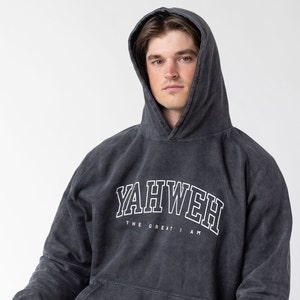 Yahweh Vintage Acid wash Hoodie | Jesus Hoodie- Christian Streetwear- Aesthetic Christian Sweatshirt- YHWH- Christian Hoodie- Church Hoodie