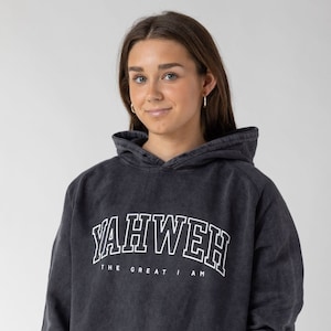 Yahweh Vintage Acid wash Hoodie | Jesus Hoodie- Christian Streetwear- Aesthetic Christian Sweatshirt- YHWH- Christian Hoodie- Church Hoodie