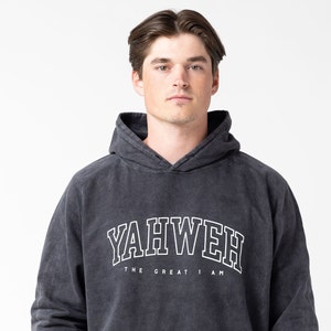 Yahweh Vintage Acid wash Hoodie | Jesus Hoodie- Christian Streetwear- Aesthetic Christian Sweatshirt- YHWH- Christian Hoodie- Church Hoodie