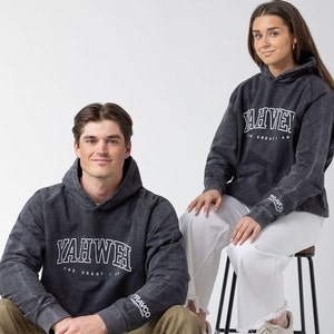 Yahweh Vintage Acid wash Hoodie | Jesus Hoodie- Christian Streetwear- Aesthetic Christian Sweatshirt- YHWH- Christian Hoodie- Church Hoodie
