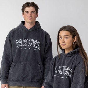 Yahweh Vintage Acid wash Hoodie | Jesus Hoodie- Christian Streetwear- Aesthetic Christian Sweatshirt- YHWH- Christian Hoodie- Church Hoodie