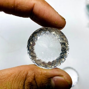Flawless White Crystal Gemstone, Handmade Round Shape Faceted Crystal Quartz Gemstone Rare Large Size 25mm 26mm 27mm 28mm Jewelry Making