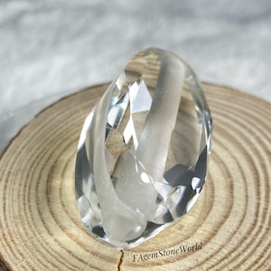 Big Size Natural CRYSTAL QUARTZ with Big 5mm Hole for Cord, OVAL Shape Faceted Gemstone Large Eye Clean for Jewelry Making Size 40x20mm.
