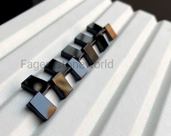 Natural Black Onyx Cabochons: Flat Octagon Gemstones, 10x7mm
