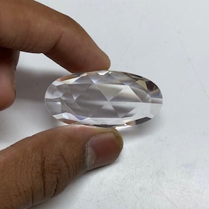 40x20mm Natural Eye Clean Crystal Quartz Gemstone, Large Oval Shape Fancy Cut Faceted Gemstone, Pendent Size Loose For Jewelry Making..