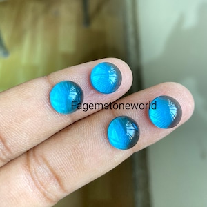 Topazio blu svizzero di alta qualità, pietra preziosa fatta a mano, cabochon rotondo di topazio blu, idrorotondo, liscio e lucidato, sfuso per la creazione di gioielli, da 5 mm.