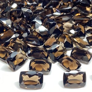 Natural Smoky Quartz | Faceted Cut Loose Gemstone | Cushion Shape AAA Excellent Quality | Loose Gemstone For Jewelry Making Size 10x14mm