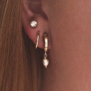 Pearl Hoop Earrings - 18k Gold Filled
