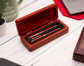 Personalisierte Stiftehülle, Rosenholz Stiftebox, Holz Custom Pen Set, Gravierte Stiftehülle, Monogrammierte Stiftehülle Geschenk für Ihn, Geschenk für Sie.