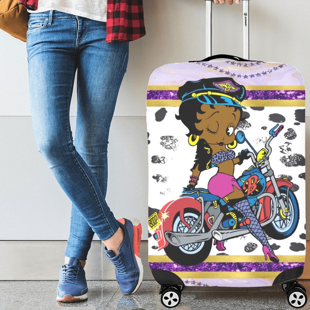 Motorcycle African Betty Boop luggage cover, Betty Boop gifts