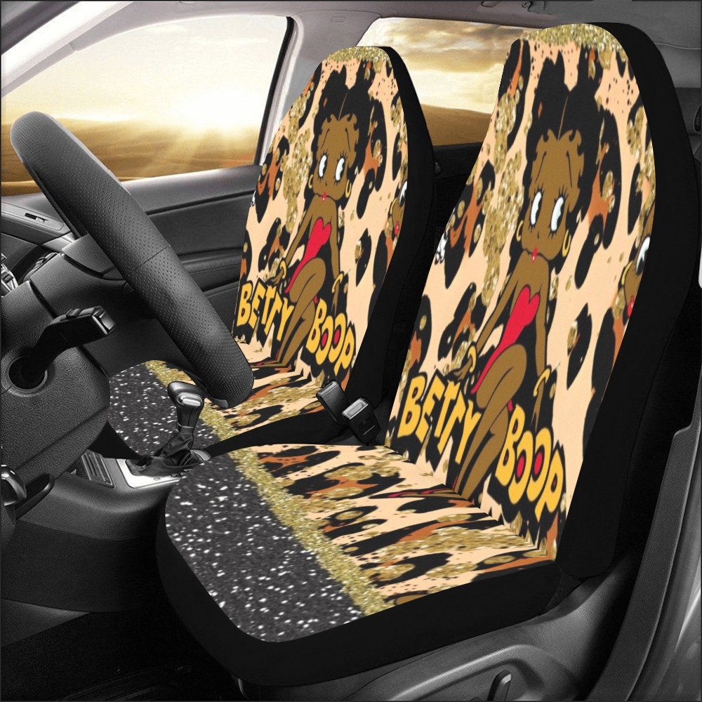 African Leopard Print Betty Boop Car Seat Covers, Black Betty Boop Car Accessories, Betty Boop