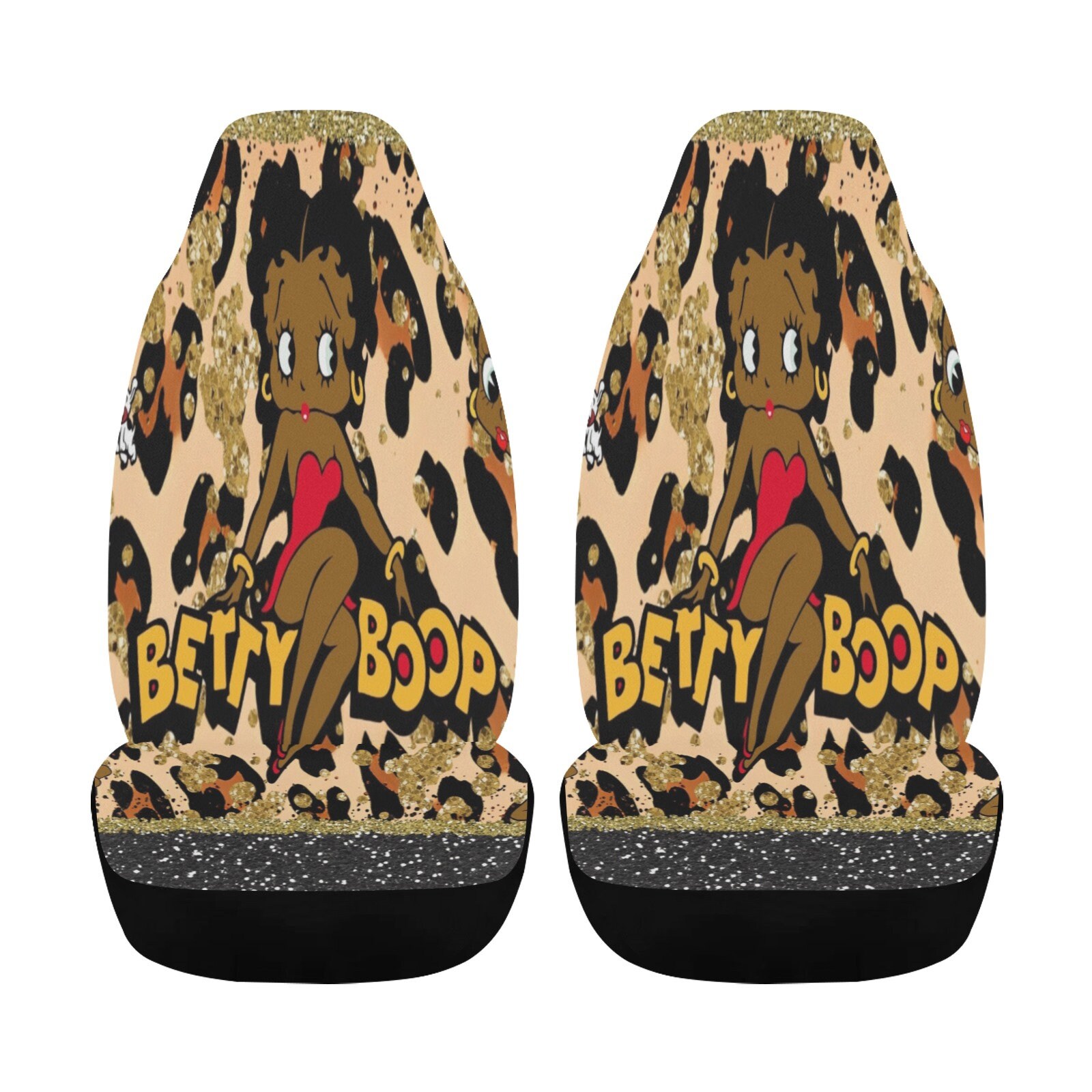 African Leopard Print Betty Boop Car Seat Covers, Black Betty Boop Car Accessories, Betty Boop