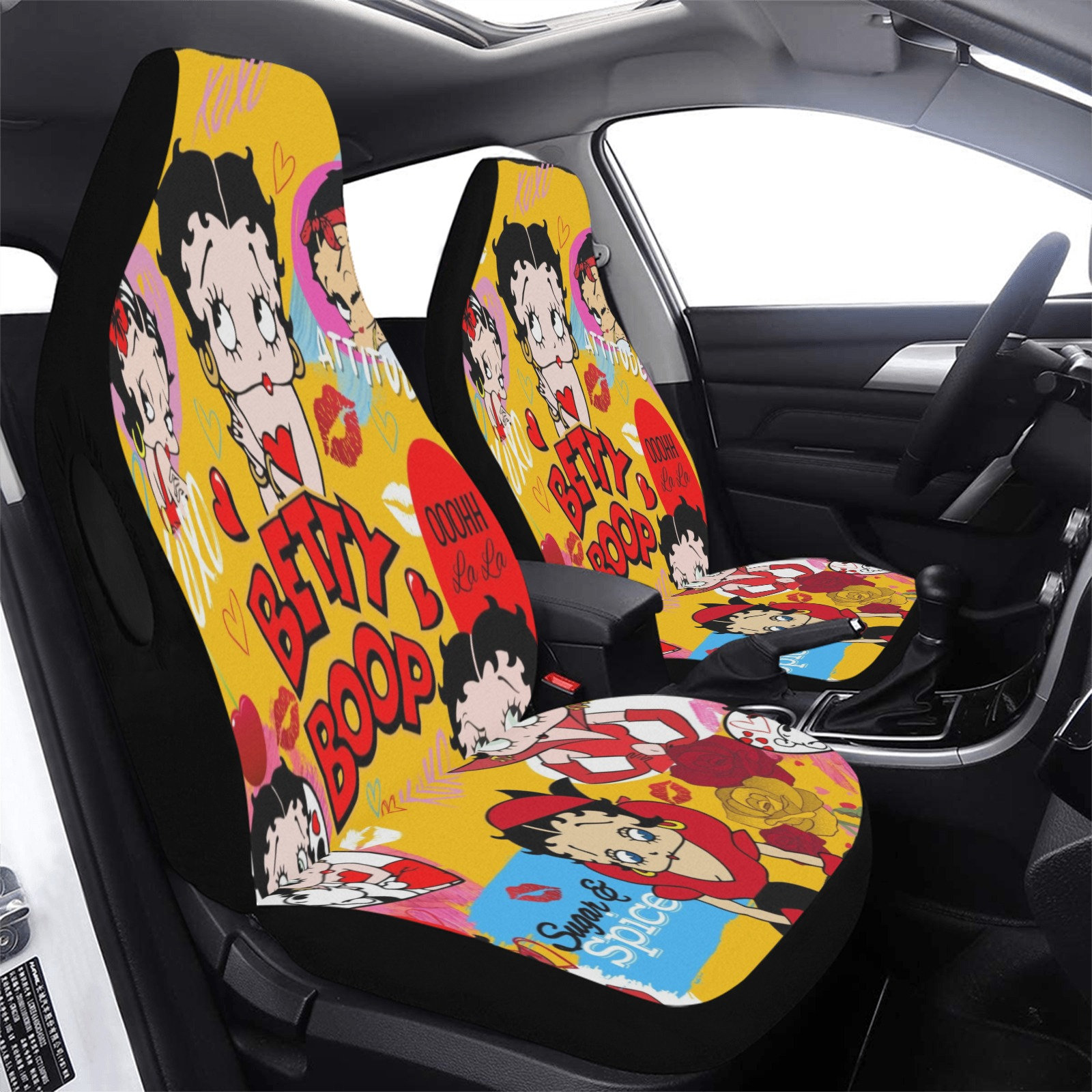 Betty Boop Car Seat Covers, Yellow Betty Boop car accessories, Betty