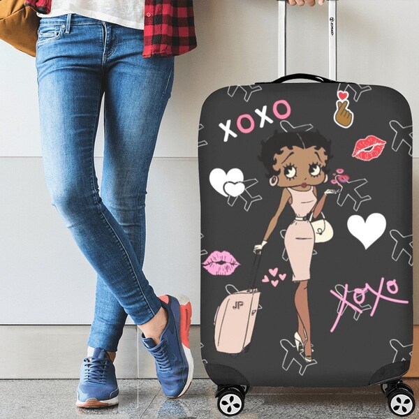 African Betty Boop Vacationer luggage cover suitcase cover protector, Traveler traveling gifts, Travel, Fish Extender Gift, Betty Boop gifts