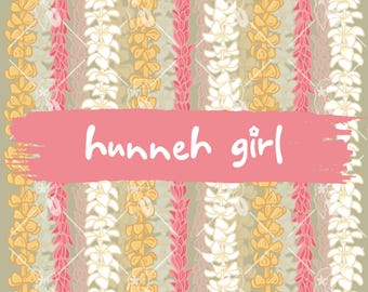Seamless Pattern, Tropical Flowers, Tropical Lei Strands, Seamless File, Custom Fabric Design, Hawaii