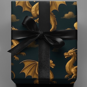 Drachen Geschenkverpackung, Dunkel, Buchliebhaber, Gothic Fantasy Geschenkpapier