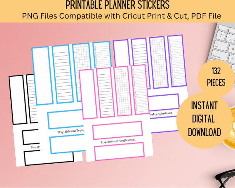 Printable Basic Color Sidebar Planner Stickers - Etsy