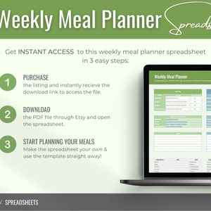 Weekly Meal Planner Spreadsheet Template for Google Sheets, Meal ...