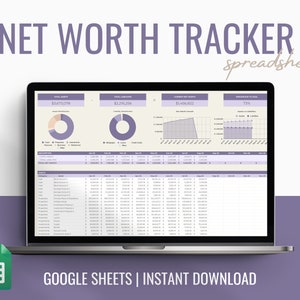 Net Worth Tracker Spreadsheet Dashboard for Google Sheets, Wealth Dashboard, Personal Finance Template, Digital