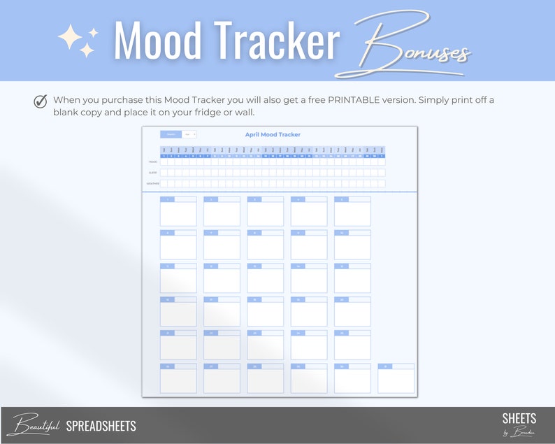 2026 Digital Mood Tracker Spreadsheet Template for Google Sheets, Mood ...