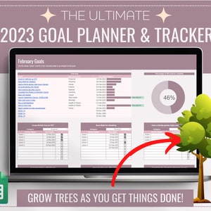 2024 Goal Planner & Tracker Spreadsheet Template for Google Sheets, Goal Setting Worksheet, Daily Planner, Monthly Calendar, Goal Tracker