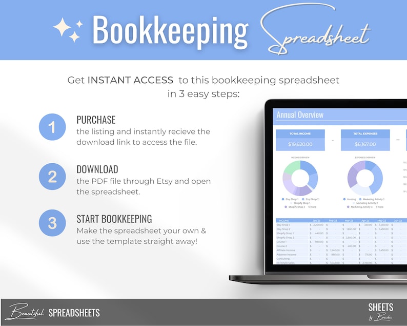 Simple bookkeeping spreadsheet for google sheets small etsy