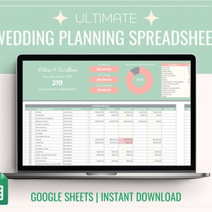 Digital Wedding Planner Spreadsheet for Google Sheets, Wedding Budget Spreadsheet, Wedding Checklist, Wedding Planning Template, ALL-IN-ONE!