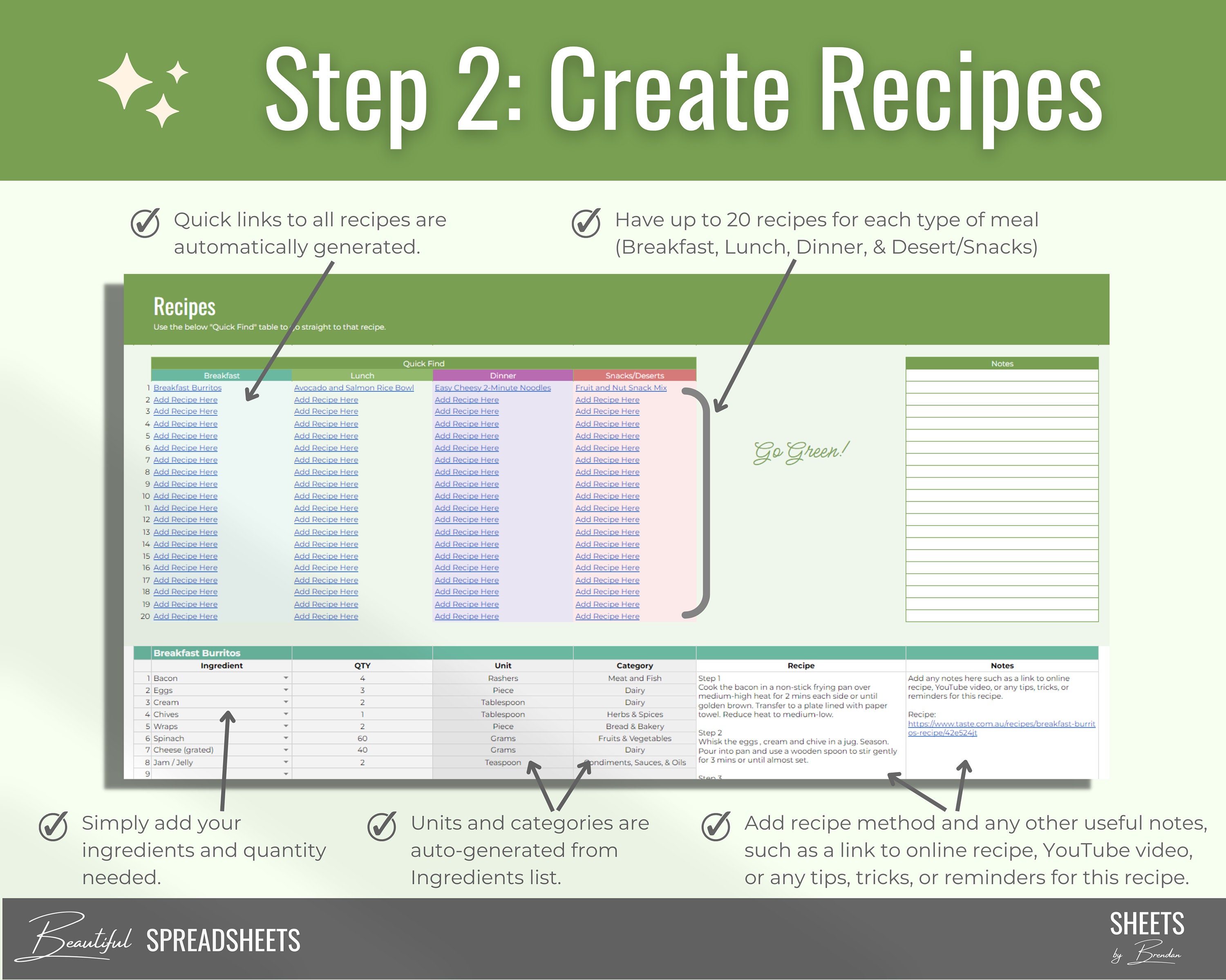 Weekly Meal Planner Spreadsheet Template for Google Sheets - Etsy