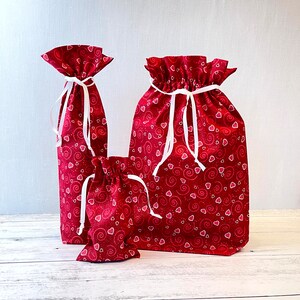 Set of 3 - Gift for Mother&#39;s Day - Handmade Reusable Fabric Gift Bags - Zero Waste Gift
