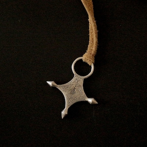 Tuareg Cross Pendant On Leather Lace Necklace