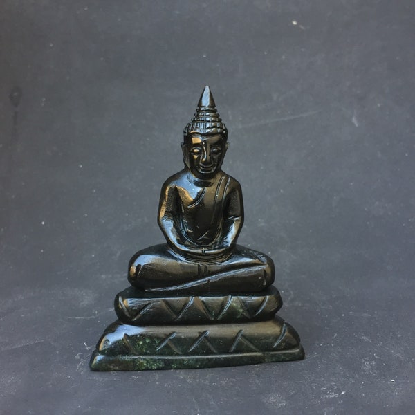 Black Jade Seated Buddha Figurine