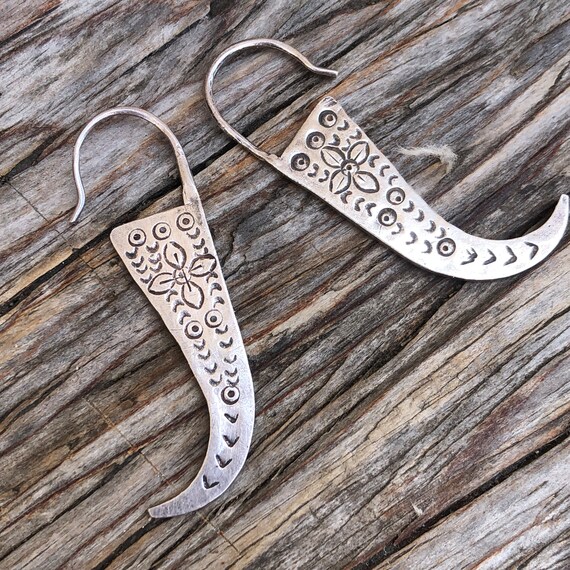 Etched Sterling Silver Dangle Earrings - image 3