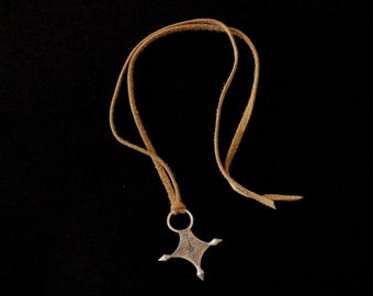 Tuareg Cross Pendant On Leather Lace Necklace