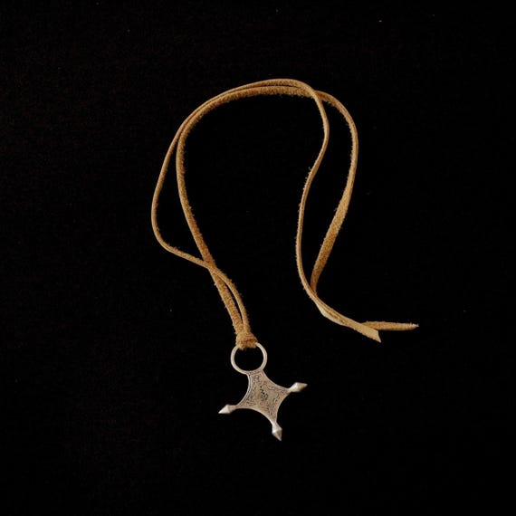 Tuareg Cross Pendant on Leather Lace Necklace - Etsy