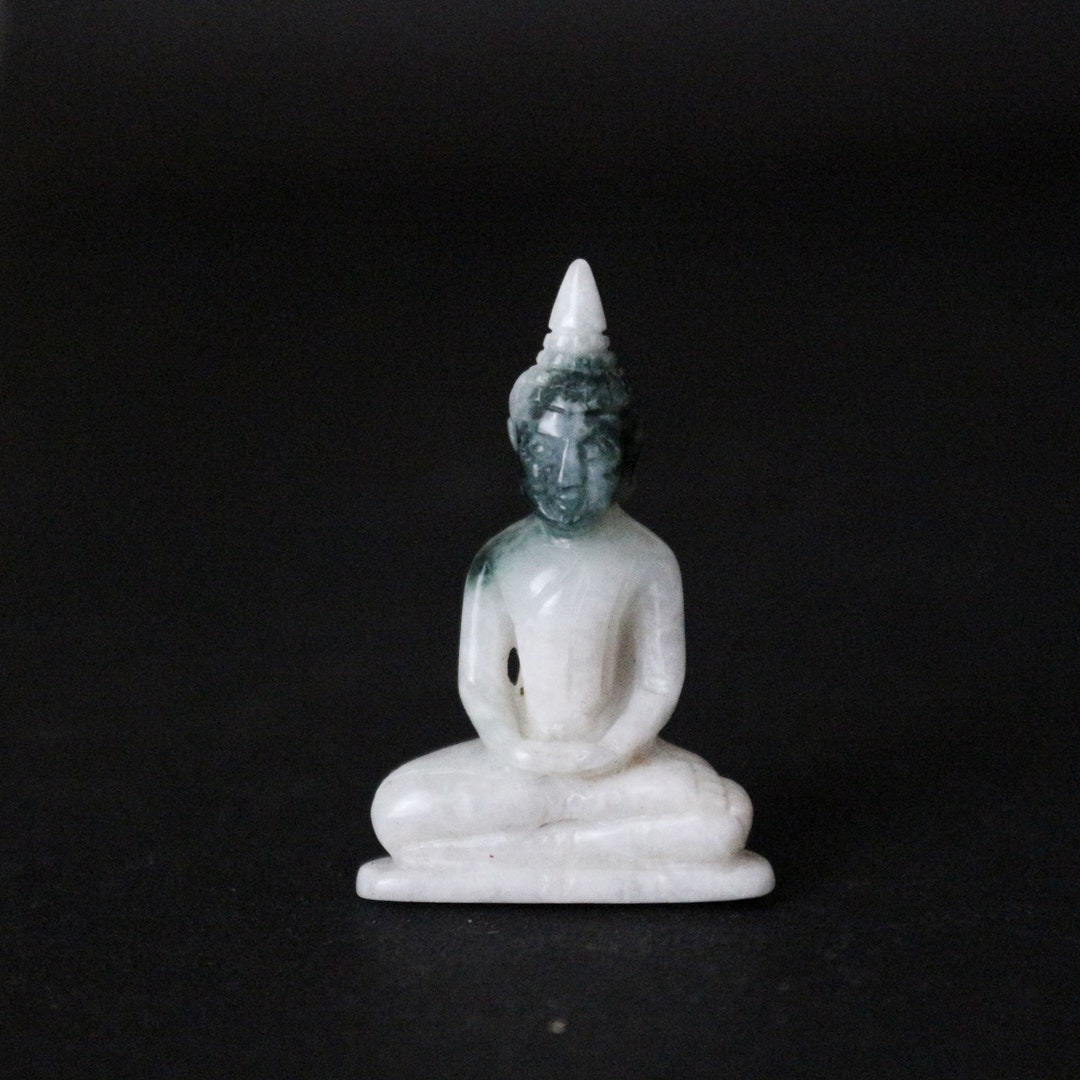 Two Toned Jade Buddha Figurine Etsy