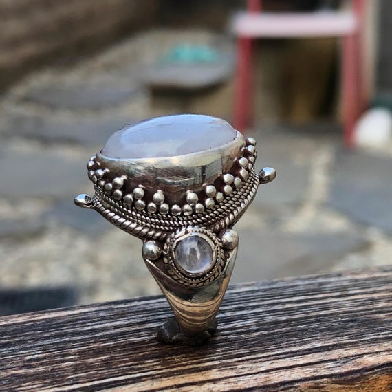 Rainbow Moonstone Sterling Silver Saddle Ring - image 3