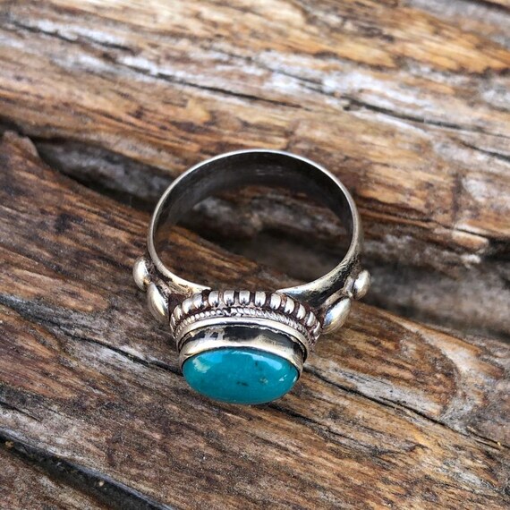 Blue Turquoise Silver Ring - image 6