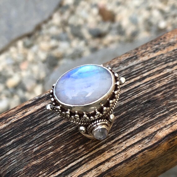 Rainbow Moonstone Sterling Silver Saddle Ring - image 4