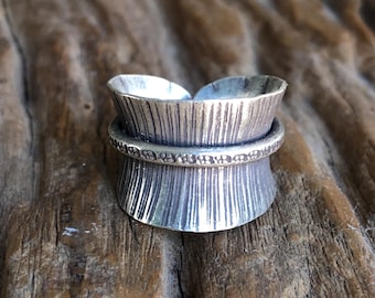 Etched Hill Tribe Silver Ring