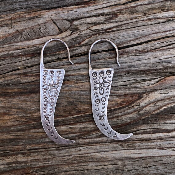 Etched Sterling Silver Dangle Earrings - image 1