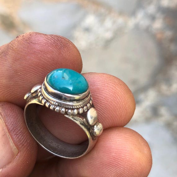 Blue Turquoise Silver Ring - image 3