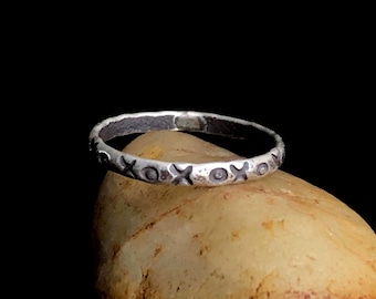 Stamped Thin Hill Tribe Silver Ring