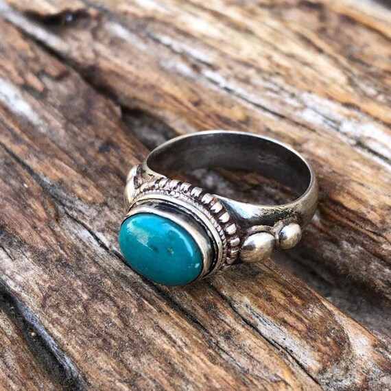 Blue Turquoise Silver Ring - image 2