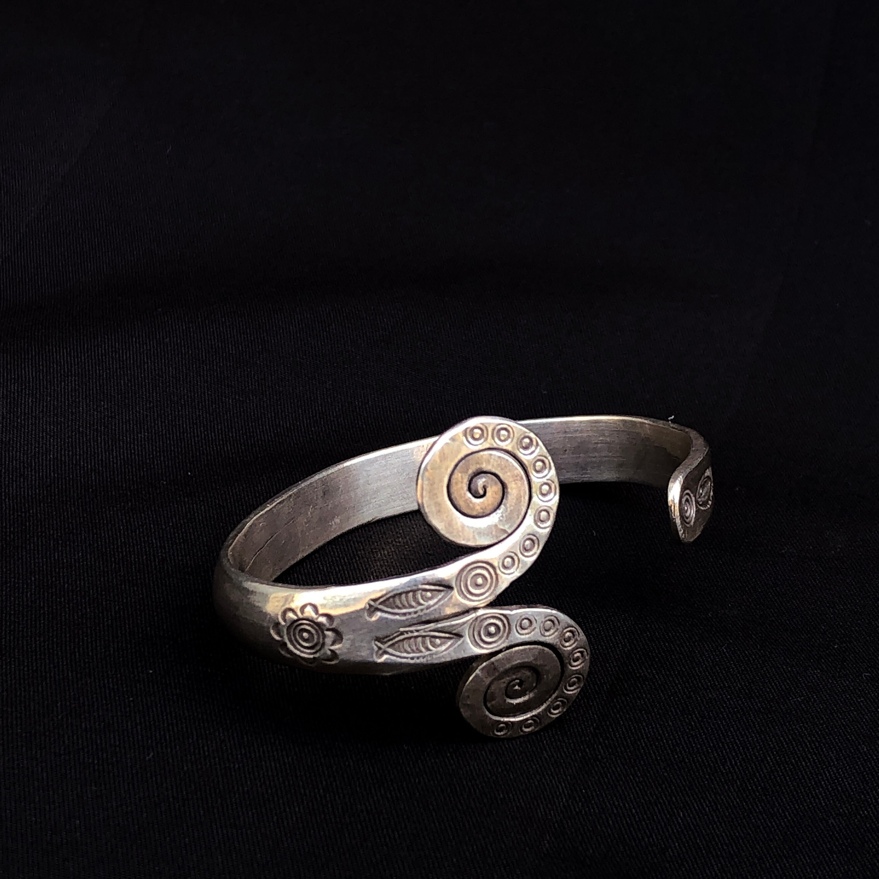 Stamped Silver Bangle Bracelet - Etsy