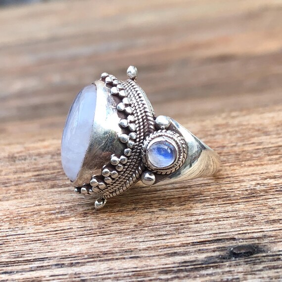 Rainbow Moonstone Sterling Silver Saddle Ring - image 7