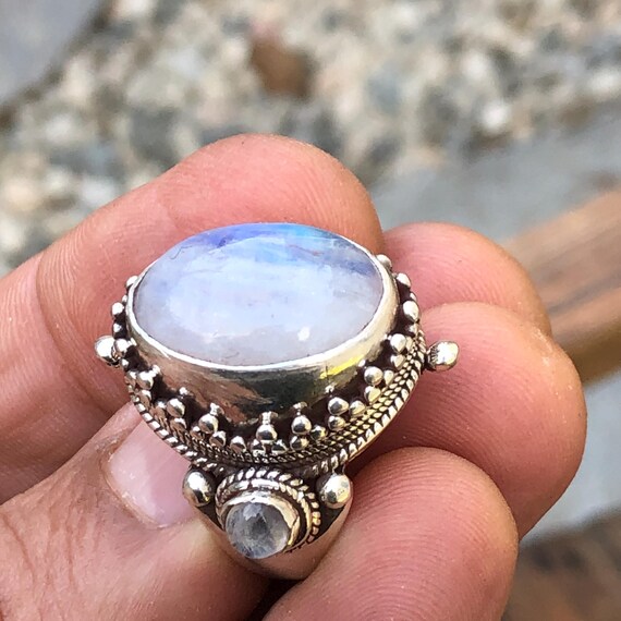 Rainbow Moonstone Sterling Silver Saddle Ring - image 6